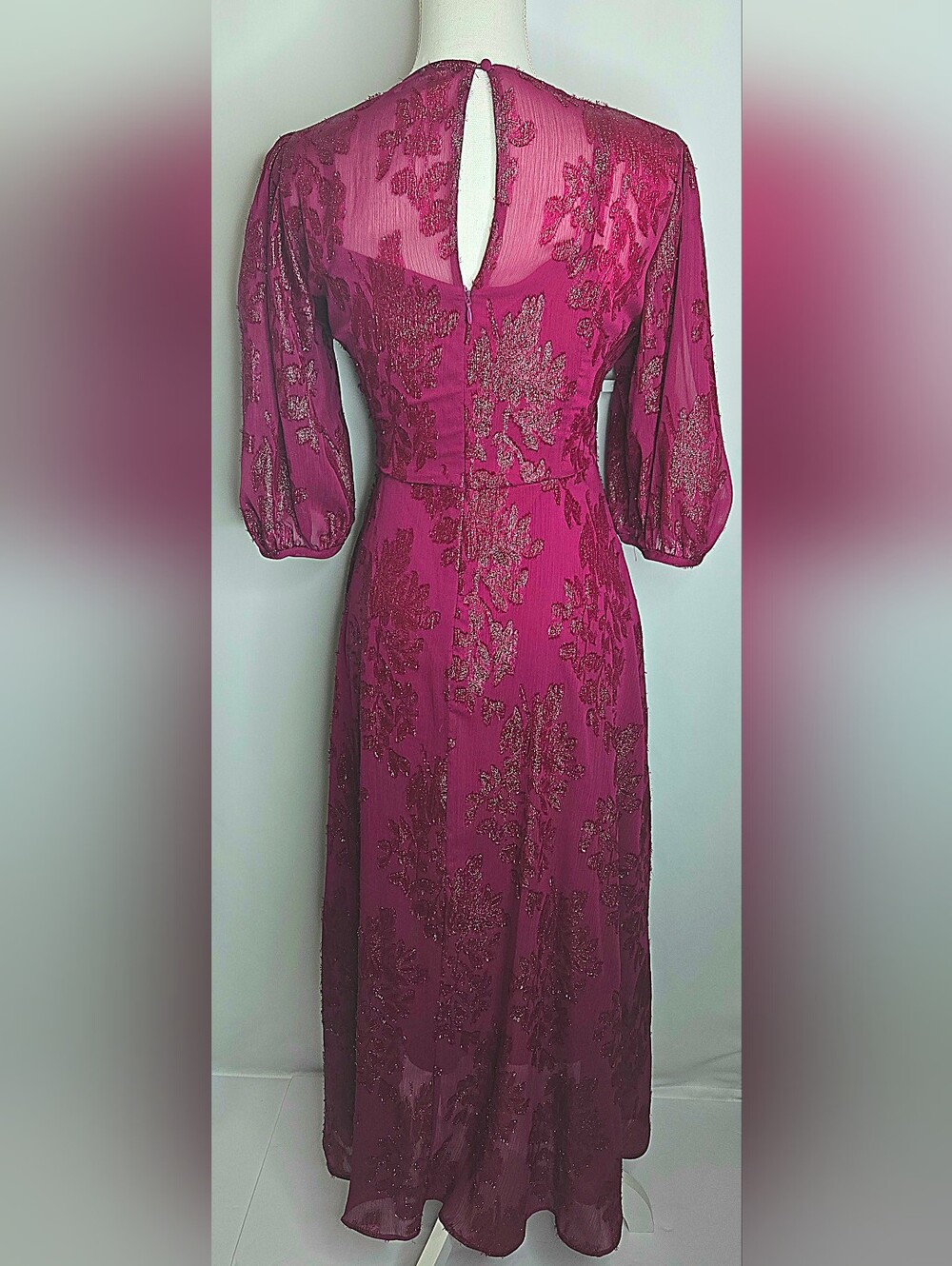Calvin Klein Metallic Burnout Wedding Guest & Mother of the Bride Dress NWOT 10 - Picture 5 of 12